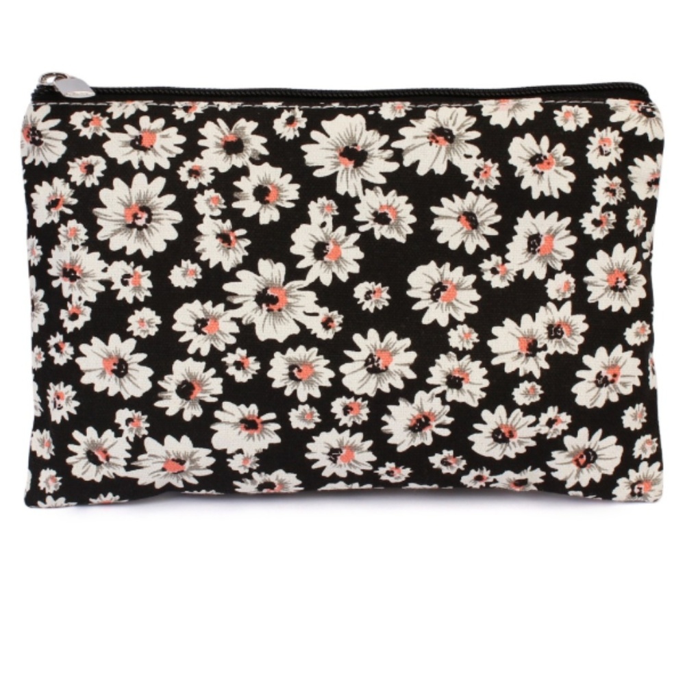 SALE! Black Floral Cosmetics Pouch
